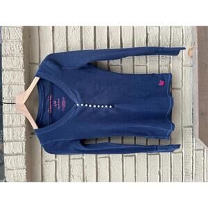 Vintage 2011 Aeropostale Navy Blue Henley Waffle Button L Large Top y2k 90s